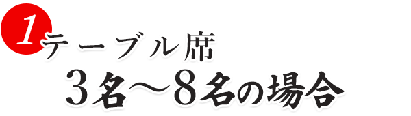 ① テーブル席 3～6名の場合